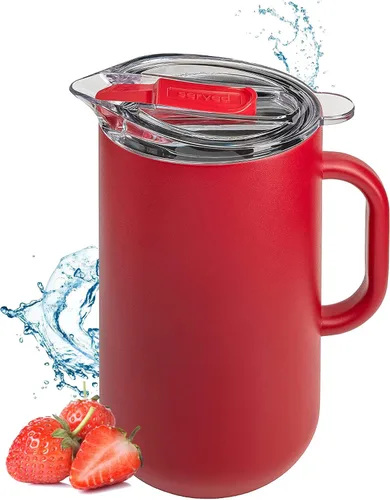 Vista 10 de Jarra Premium Aislada de Served (0.87 cuartos de galón/66oz) - Jarra de Acero Inoxidable con Pared Doble, Forrada en Cobre con Tapa - Jarra Térmica