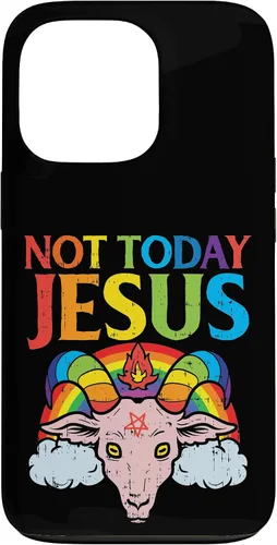 Vista 10 de Today Not Jesus Satan Goat Satanic Rainbow Satanism Gift Case for iPhone 17
