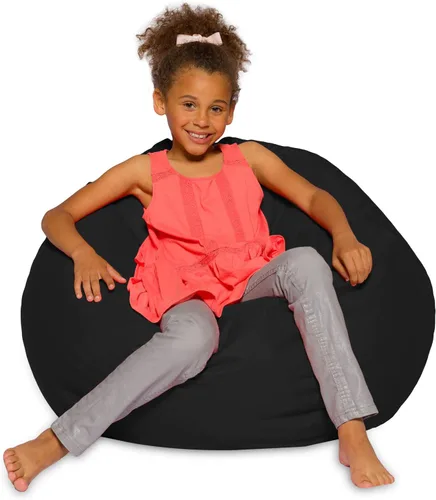 Vista 20 de Posh Creations - Sillón puff para niños, adolescentes y adultos, incluye funda extraíble y lavable a máquina, tamaño mediano de 27 pulgadas, lona