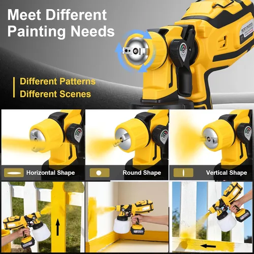 Vista 3 de Pulverizador de pintura inalámbrico con 2 baterías 4.0Ah 21V: pistola de pintura eléctrica con motor de cobre de alta potencia - 6 boquillas