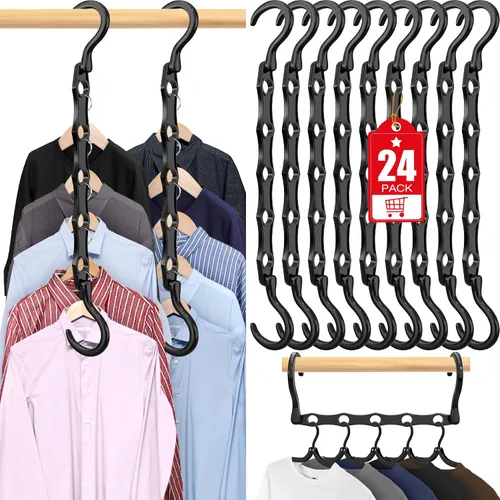 Vista 9 de Paquete de 10 perchas mágicas de plástico que ahorran espacio, organizador de perchas para camisas que ahorran espacio, múltiples perchas para ropa