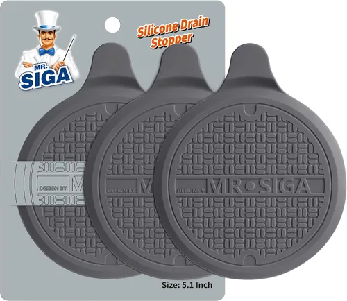 Vista 7 de MR.SIGA Tapón de silicona para bañera, tapón de drenaje para ducha, fregadero, 5.1 pulgadas de diámetro, negro, paquete de 3