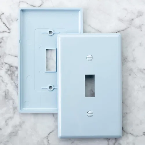 Vista 8 de Cubiertas para interruptores de luz azul Bates - Paquete de 2, cubierta de placa de salida, cubiertas de interruptor con luz azul