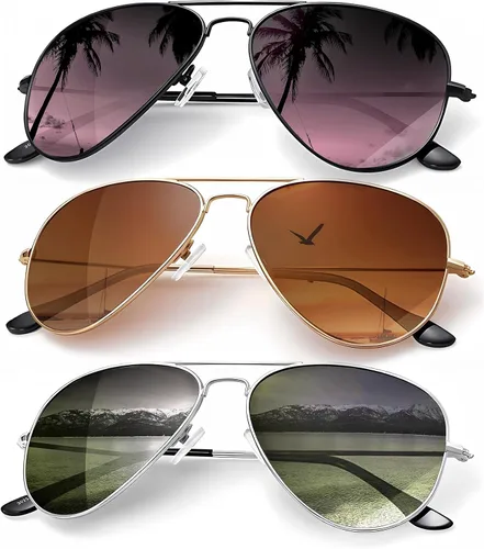 Vista 33 de KALIYADI Classic Aviator Sunglasses for Men Women Driving Sun glasses Polarized Lens UV Blocking Negro