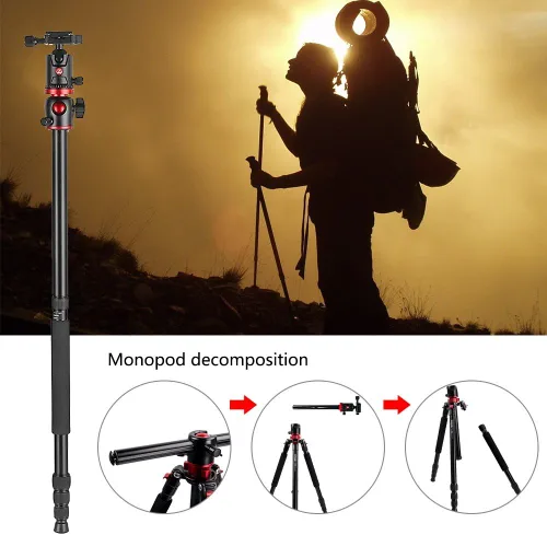 Vista 3 de Zomei Trípode de cámara portátil de magnesio monopod de aluminio de 4 secciones superior trípode profesional con cabezal de bola placa de liberación