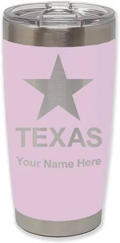Vista 24 de LaserGram Vaso aislado al vacío de 20 onzas, bandera de Texas, grabado personalizado incluido (negro)