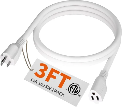 Vista 17 de HUANCHAIN Cable de extensión de 3 pies, calibre 16, negro, para interiores y exteriores, resistente al agua, flexible para clima frío, 3 puntas