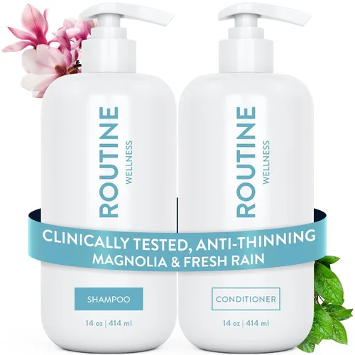 Vista 21 de Routine Wellness Set de champú y acondicionador antiadelgazamiento para el cabello adelgazante, bloqueador de biotina DHT para mujeres y hombres