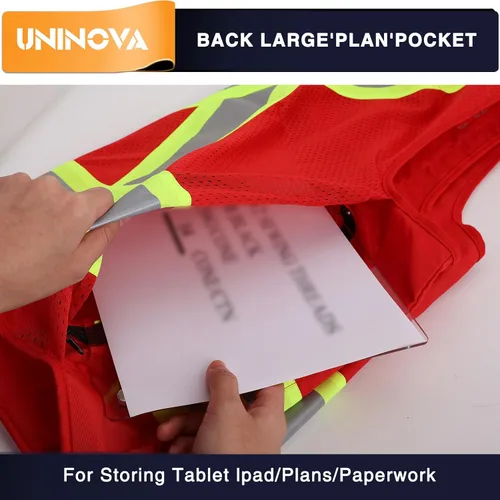 Vista 4 de Surveyor Safety Vest Reflective for Men, Class 2 Heavy Duty Safety Vests Reflective with Pockets