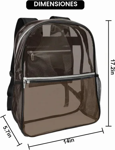 Vista 2 de Mochila Transparente de TPU Resistente para Deportes, Trabajo, Viajes de Seguridad.., Negro, Moda
