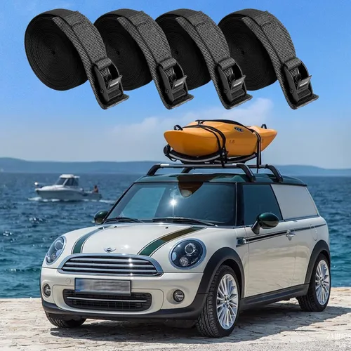 Vista 7 de WEDAMER Paquete de 2 correas de amarre para kayak de 8 pies con hebilla de leva de alta resistencia, correa ajustable para kayak, camiones 2Pack - 8