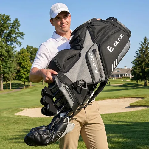 Vista 4 de ASK ECHO Soundless-Series - Bolsa para carrito de golf con 15 divisores, parte inferior con bloqueo de agarre