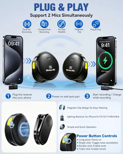 Vista 4 de Content Creator Essentials Kit de vlogging para iPhone/Android, trípode de seguimiento automático de cara de 71 pulgadas para iPhone con luz y Negro