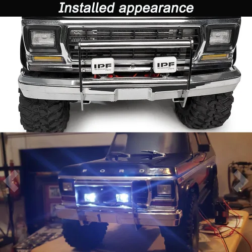 Vista 7 de MOHERO Parachoques delantero de metal con 2 luces LED para 1/10 TRX4 Bronco RC Crawler accesorios de coche