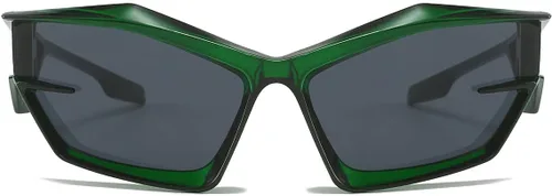 Vista 2 de Gafas de sol envolventes de moda para hombres y mujeres, a la moda, geniales, deportivos, ojo de gato, gafas de sol Y2K futuristas con espejo