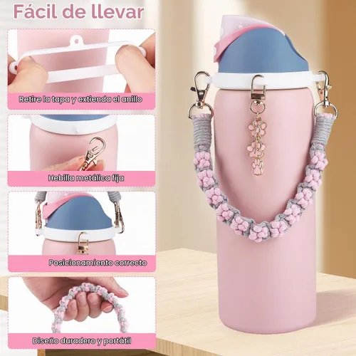 Vista 3 de Juego de accesorios para botellas de agua Owala FreeSip de 24 onzas, 32 onzas, 40 onzas, incluye correa de mango de garras de animales, bonitos
