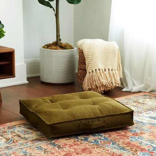 Vista 7 de Happy Hounds Milo - Cama cuadrada copetuda para perro, musgo, pequeña (24 x 24 pulgadas)
