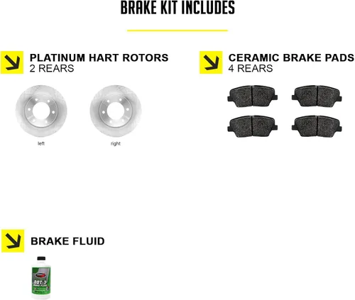 Vista 2 de Hart Brakes Kit Frenos y Rotores Traseros Pastillas de Freno Traseras Rotores y Pastillas de Freno Pastillas y Rotores de Freno Cerámicos