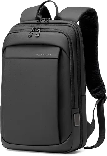 Vista 9 de FENRUIEN Mochila para portátil, color negro, Negro, 15,6 pulg., Negocios