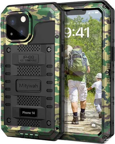 Vista 116 de Mitywah Funda impermeable para iPhone 7/iPhone 8 / iPhone SE 2020, funda de metal resistente de grado militar, protección de cuerpo completo