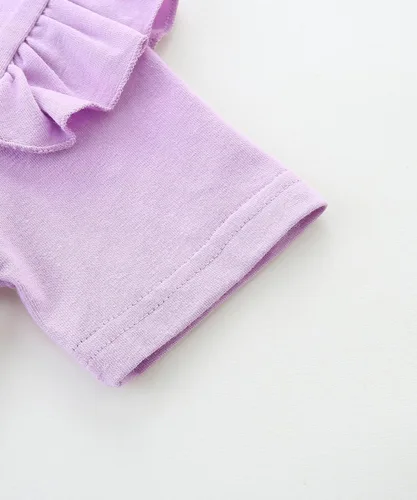 Vista 4 de Fullfamous Conjunto de mameluco y pantalón de manga larga con volantes de 3 piezas para bebé niña