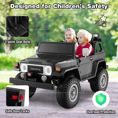 Vista 3 de Costzon Auto de 2 plazas, camión Toyota FJ40 con licencia de 12 V con control remoto de 2.4 G, suspensión de resorte, caja de almacenamiento, luces