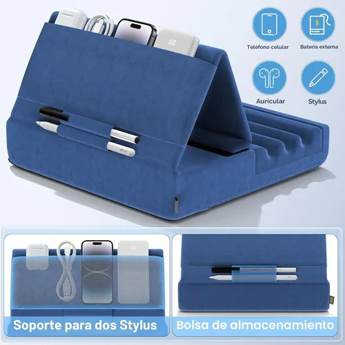 Vista 5 de KDD - Soporte de almohada para tablet, soporte plegable para iPad para regazo, cama y escritorio - Base para tablet con almohadilla suave y soporte