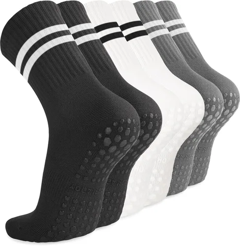 Vista 15 de Diu Life Paquete de 3 Calcetines de Pilates Yoga con Agarres para Mujeres, Antideslizantes, Entrenamiento, Pure Barre, Ballet, Danza, Calcetines