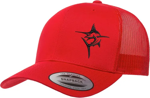 Vista 33 de Embroidered Swordfish Trucker Hat for Men & Women – Adjustable Mesh Back Snapback Baseball Cap for Fishing Negro-swwt