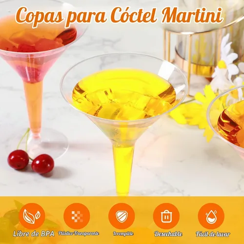 Vista 3 de Zopeal 32 vasos de Martini de plástico de 8 onzas desechables apilables