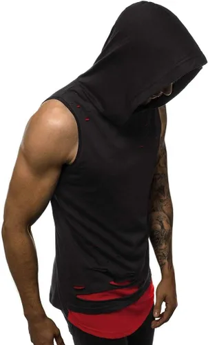 Vista 2 de F_Gotal - Camiseta sin mangas con capucha para hombre, diseño de dos cuerdas, para fisicoculturismo, entrenamiento, gimnasio, fitness