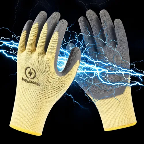 Vista 6 de Guantes aislados eléctricos,Guantes de electricista de resistencia de alto voltaje 400V,Caucho antideslizante,Guantes de trabajo