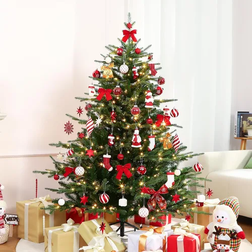 Vista 7 de Alupssuc Juego de 112 adornos de bolas de Navidad, bolas de plástico inastillables, pingüino de Navidad, oso polar para árbol de Navidad