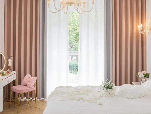 Vista 11 de Daesar Window Curtain Blackout 45 Inch Length, Eyelet Thermal Curtains Splicing Jacquard Geometric Texture Beige Brown Orange Short Blackout
