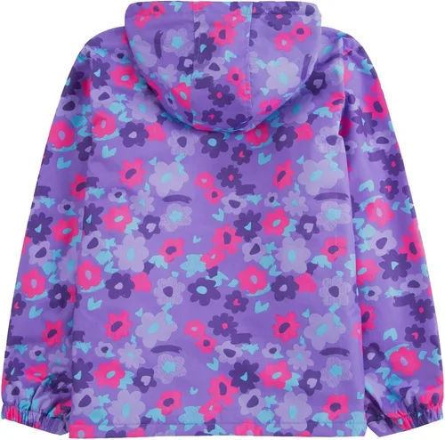 Vista 2 de M2C Chaqueta ligera y resistente al viento con forro polar floral para niñas con capucha