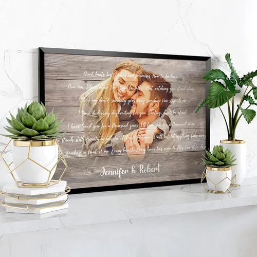 Vista 8 de Awesometik Letra de canción de boda con retrato personalizado de foto personalizada Primera danza canción favorita 1er aniversario renovación
