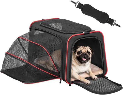 Vista 13 de Petsfit Transportador Expandible para Conejos Transportador para Gatos Pequeños Aprobado por Aerolíneas, 16X10X9 Pulgadas Bolsa de Viaje Portátil