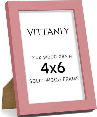 Vista 164 de Vittanly - Marco de fotos de 4 x 6 pulgadas de madera maciza con plexiglás, incluye paspartú de 3,5 x 5, para colgar en la pared o poner sobre una