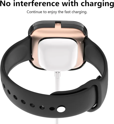 Vista 7 de Tobfit - Protector de pantalla para Fitbit Versa 2 con funda protectora de vidrio templado HD, carcasa rígida de policarbonato de cobertura completa