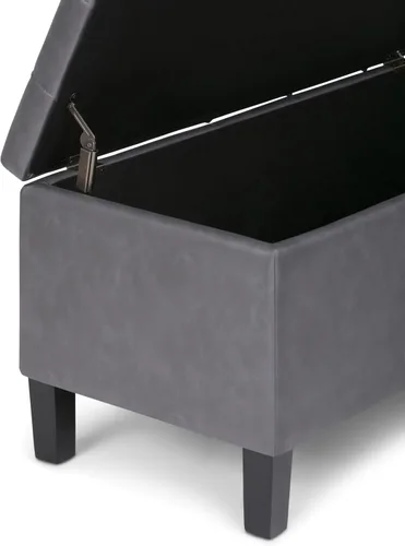 Vista 10 de SIMPLIHOME Gabbie - Otomana de almacenamiento de piel vegana de 36 pulgadas de ancho, color marrón