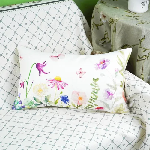 Vista 5 de ONWAY Juego de 2 fundas de almohada florales de primavera de 12 x 20 pulgadas, fundas de almohada lumbares decorativas con flores moradas y Morado