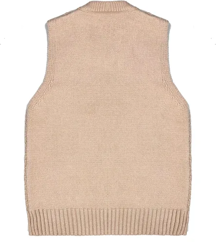 Vista 2 de MSTOZE Chaleco de punto para bebé, cuello redondo, sin mangas, a cuadros, para niños y niñas