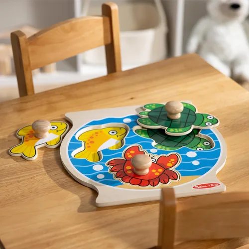 Vista 9 de melissa & doug pecera Jumbo perilla de madera Puzzle, Versión estándar, Multicolor