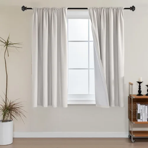 Vista 22 de H.VERSAILTEX Cortinas 100% de opacidad para cocina, con aislamiento térmico, cortinas opacas completas con forro blanco, cortinas de eficiencia