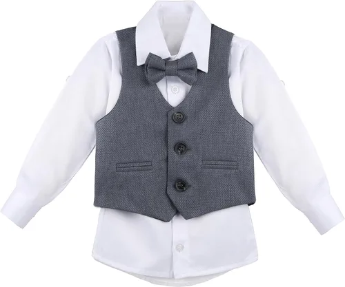 Vista 5 de Lilax Traje formal para niños de 4 piezas, chaleco, pantalones y corbata