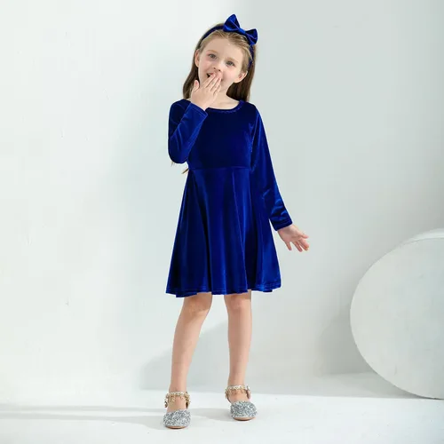Vista 7 de Weixinbuy Toddler Girl Fall Winter Clothes Outfit Baby Girl Velvet Twirl Dress Long Sleeve Pocket Swing Party Dress for Girl