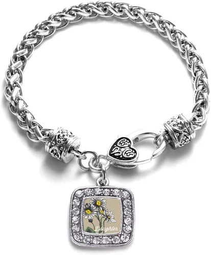 Vista 201 de Pulsera de dijes cuadrados de plata con joyería de circonita cúbica