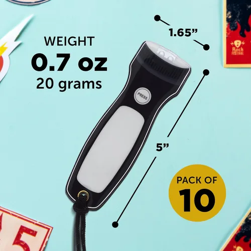Vista 5 de DISCOUNT PROMOS Juego de 10 Linternas Magnéticas Planas Blackout - Luces LED, Correa de Muñeca Incluida, Imán para Nevera - Negro