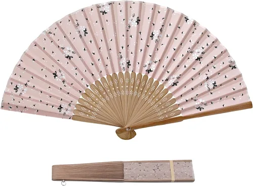 Vista 13 de Gasa transparente de los ventiladores de la mano del ventilador de la mano plegable con la tela hermosa para el regalo de la boda