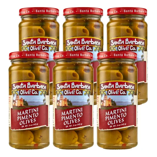 Vista 27 de Aceitunas verdes rellenas de anchoas sin hueso de Santa Barbara, perfectas para tablas de embutidos, ensaladas, pizza y pasta, paquete de 3, 5 onzas